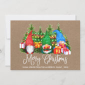 Fun Calligraphy Kraft Merry-kerstgnomen Feestdagenkaart (Voorkant)