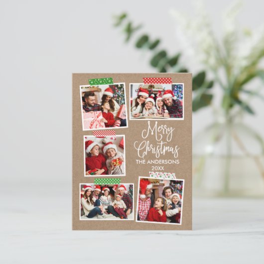 Fun Calligraphy Kraft Merry-kerstkraft Briefkaart (Staand voorkant)