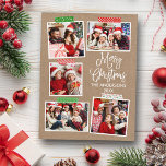 Fun Calligraphy Kraft Merry-kerstkraft Briefkaart<br><div class="desc">Modern Fun Calligraphy Script Merry kerstkraft 5 Photo Collage with Craft Tape Holiday Briefkaart.</div>