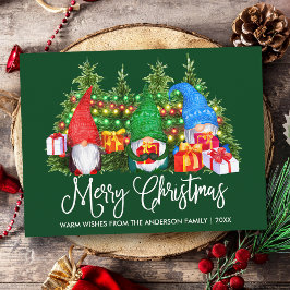 Fun Calligraphy Merry Kerstgnomen Green Briefkaart