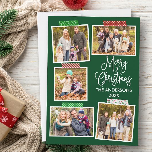 Fun Calligraphy Merry Kerstmis Tape Green Feestdagenkaart