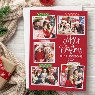 Fun Calligraphy Merry Kerstmis Tape Red Feestdagenkaart