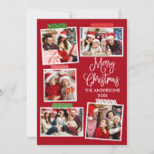 Fun Calligraphy Merry Kerstmis Tape Red Feestdagenkaart (Voorkant)