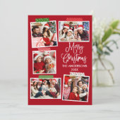Fun Calligraphy Merry Kerstmis Tape Red Feestdagenkaart (Staand voorkant)