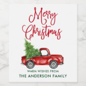 Fun Calligraphy Red Truck Wijn Etiket (Enkel label)