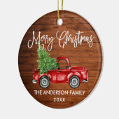 Fun Calligraphy  Red Truck Wood Kerstmis Keramisch Ornament (Links)