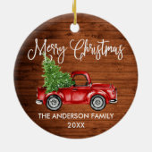Fun Calligraphy  Red Truck Wood Kerstmis Keramisch Ornament (Achterkant)