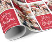 Fun Calligraphy Script 3 Photo Red Cadeaupapier (Rol Hoek)