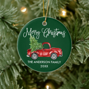 Fun Calligraphy  Truck Green Keramisch Ornament