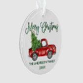 Fun Calligraphy  Truck Green Kerstmis Ornament (voorkant)