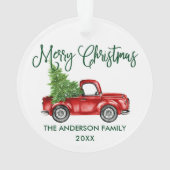 Fun Calligraphy  Truck Green Kerstmis Ornament (achterkant)