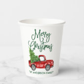 Fun Calligraphy  Truck Green Kerstmis Papieren Bekers (Voorkant)