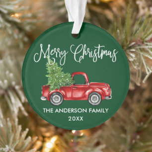 Fun Calligraphy  Truck Green Ornament