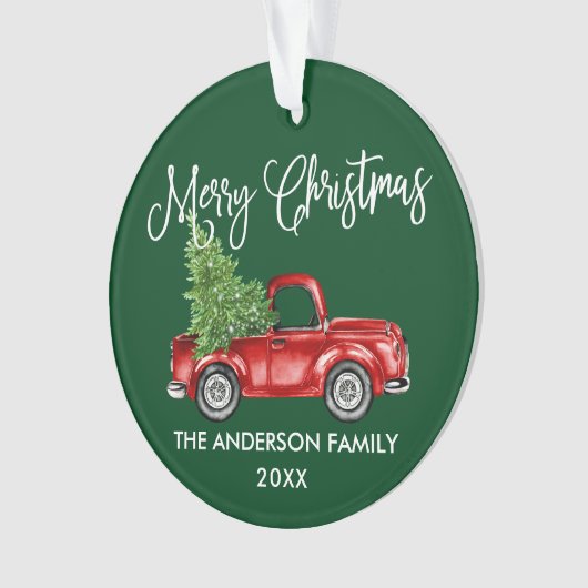 Fun Calligraphy  Truck Green Ornament (voorkant)