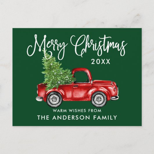 Fun Calligraphy  Truck Tree Green Briefkaart (Voorkant)