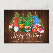 Fun Calligraphy Wood Merry Kerstgnomen Briefkaart (Voorkant)