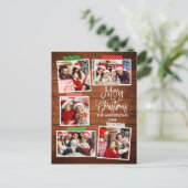 Fun Calligraphy Wood Merry Kerstmis tape Briefkaart (Staand voorkant)