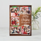 Fun Calligraphy Wood Merry Kerstmis tape Feestdagenkaart (Staand voorkant)