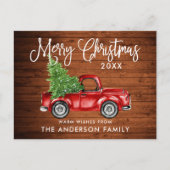 Fun Calligraphy Wood  Truck Tree Kerstmis Briefkaart (Voorkant)