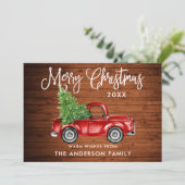 Fun Calligraphy Wood Truck Tree Kerstmis Feestdagenkaart (Staand voorkant)