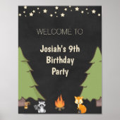 Fun Camp Out Birthday Party Sign Poster (Voorkant)