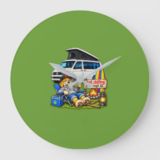 Fun Camper Bus ''Ruw Leven''Wandklok Grote Klok