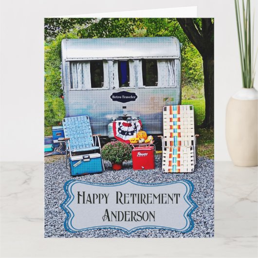Fun Camper Trailer Happy Retirement Card Bedankkaart (Voorkant)