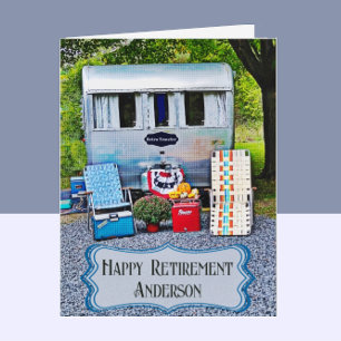 Fun  Camper Trailer Happy Retirement Card Bedankkaart