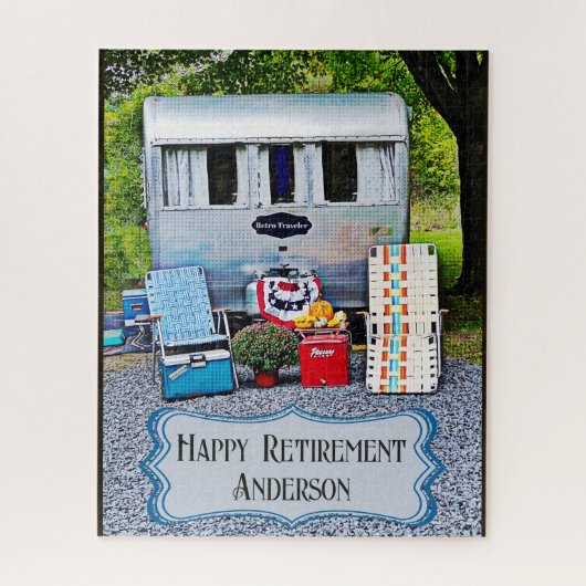 Fun Camper Trailer Happy Retirement Legpuzzel (Verticaal)