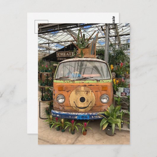 Fun Camper Van Reused as a Floral Display Briefkaart (Voorkant / Achterkant)