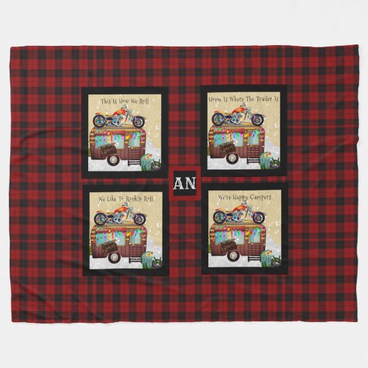 Fun Camping Camper Trailer Trash QUOTES Monogram Fleece Deken (Voorkant (Horizontaal))