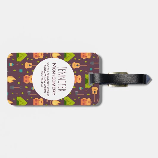 Fun Camping Natuur ThreadPattern Bagagelabel (Achterkant horizontaal)