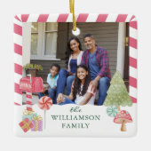 Fun Candy Cane Holiday Family Foto Keramisch Ornament (Voorkant)