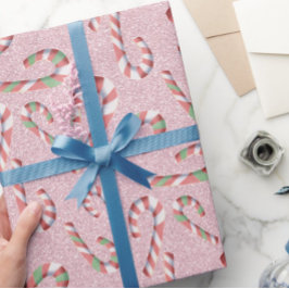 Fun Candy Cane Pattern Pink Cadeaupapier