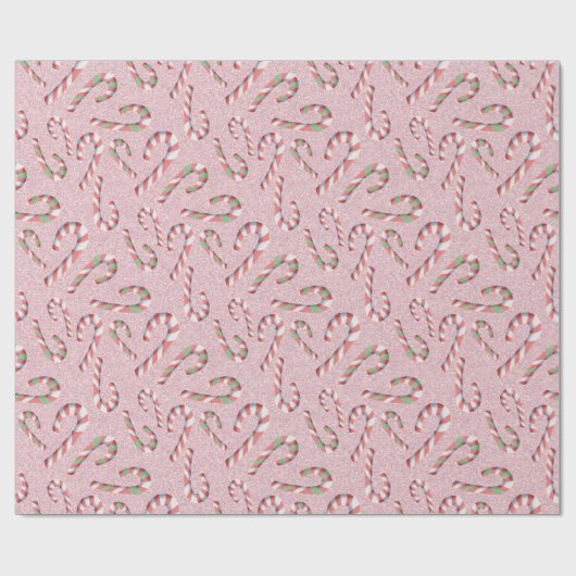 Fun Candy Cane Pattern Pink Cadeaupapier (Vlak)
