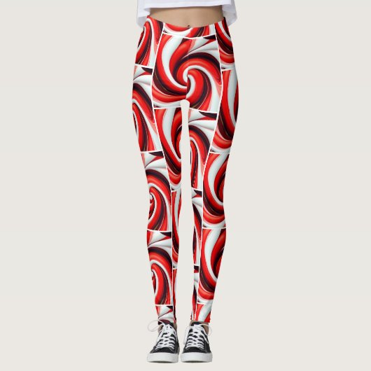 Fun Candy Cane Twist Leggings (Voorkant)