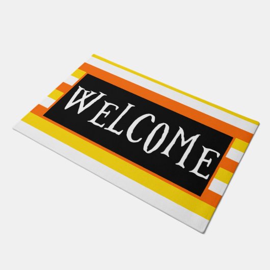 Fun Candy Corn Oranje Black Halloween Welkom Deurmat (Schuin)