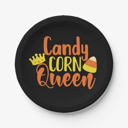 Fun Candy Corn Queen Halloween, Party Papieren Bordje (Voorkant)