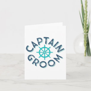 Fun Captain Groom Nautical Wedding Matching Bride Kaart