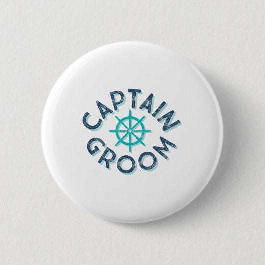 Fun Captain Groom Nautical Wedding Matching Bride Ronde Button 5,7 Cm (Voorkant)