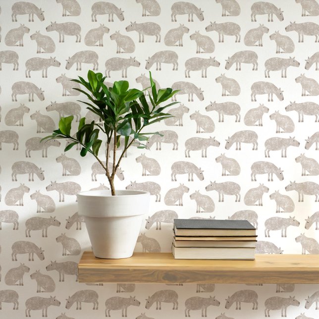 Fun Capybara Art Behang (Fun capybara watercolor wallpaper)