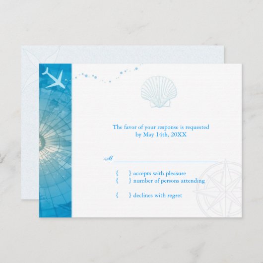 Fun Caribbean Blue Summer Weddenschap RSVP Uitnodiging Briefkaart (Voorkant / Achterkant)