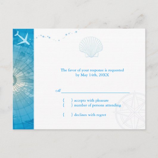 Fun Caribbean Blue Summer Weddenschap RSVP Uitnodiging Briefkaart (Voorkant)