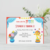 Fun Carnival Circus Children Birthday Uitnodiging (Staand voorkant)