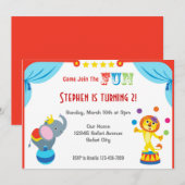 Fun Carnival Circus Children Birthday Uitnodiging (Voorkant / Achterkant)