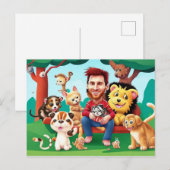 Fun cartoon afbeelding Messi Briefkaart (Voorkant / Achterkant)