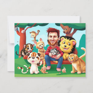 Fun cartoon afbeelding Messi Briefkaart