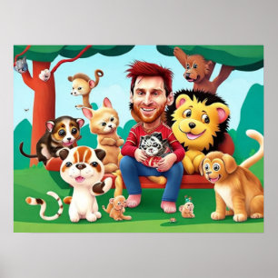 Fun cartoon afbeelding Messi Poster