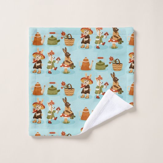 Fun cartoon animal print on a light blue backgroun washandje (Wasdoekje)