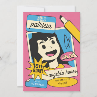 Fun Cartoon Birthday Invitation – Colorful Kids  Kaart